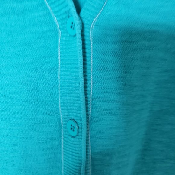 Eddie Bauer Women's Small Cotton Cardigan Sweater Teal - Picture 5 of 9